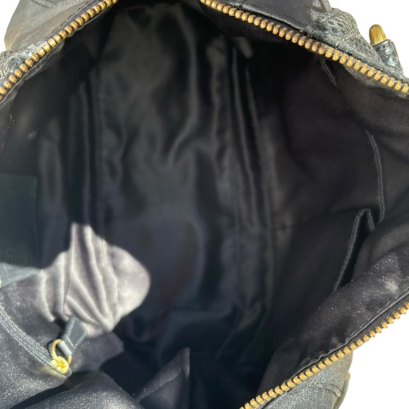 Coach Ashley 2Way Leather Handbag Satchel Tote-Black Sequined Snakeskin/Gold - Picture 15 of 15